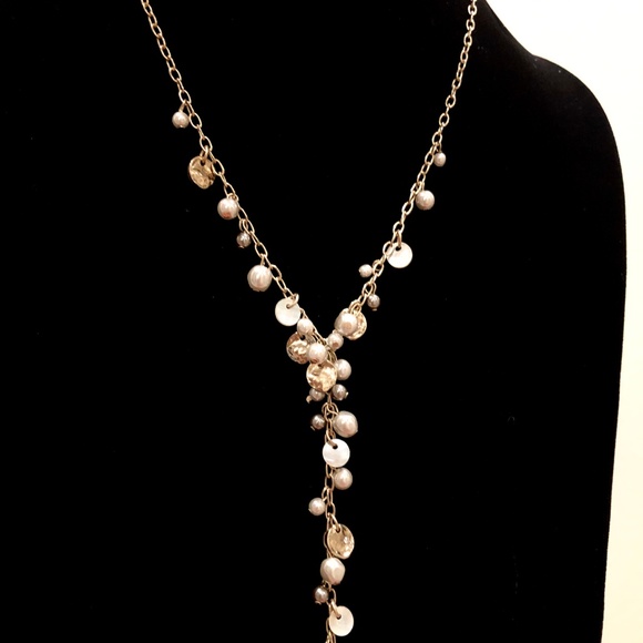 Ann Taylor Loft Pearl bead Lariat Necklace NWT 39 - Picture 3 of 7